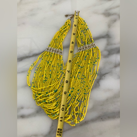 Seed bead yellow multicolored layered necklace - Picture 5 of 5